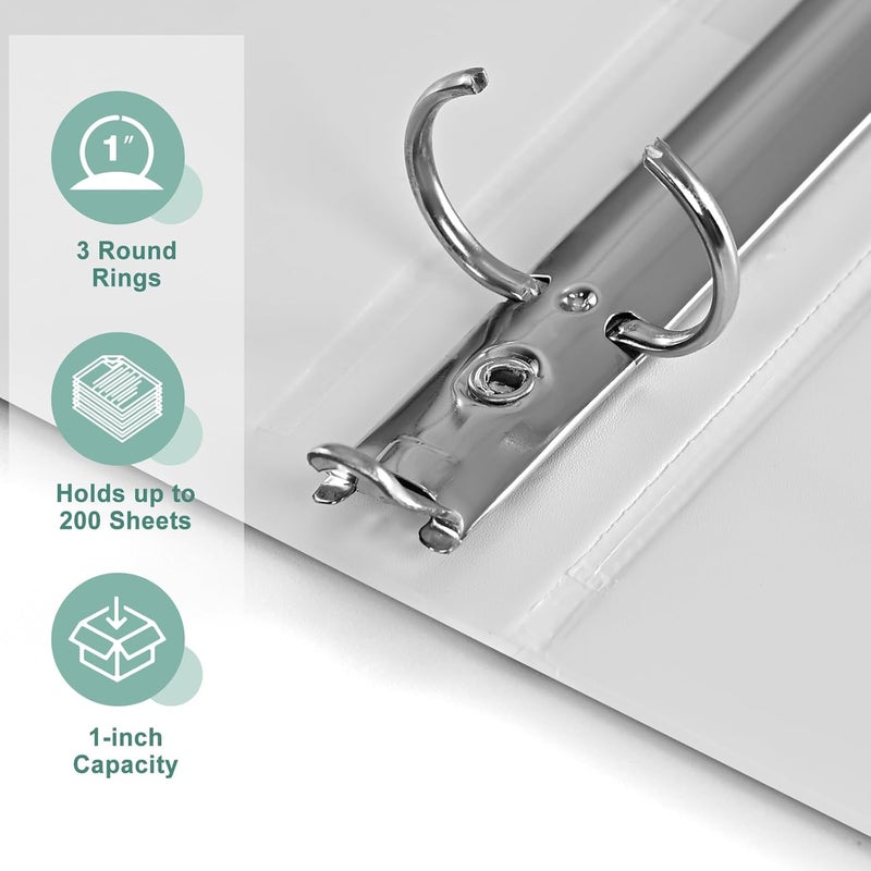 SUIN 1-Inch 3-Ring-Binder, Customizable Clear View Cover, for US Letter Size 8-1/2 x 11'', Perfect for Office/School (White - 2 Packs) - Image 4
